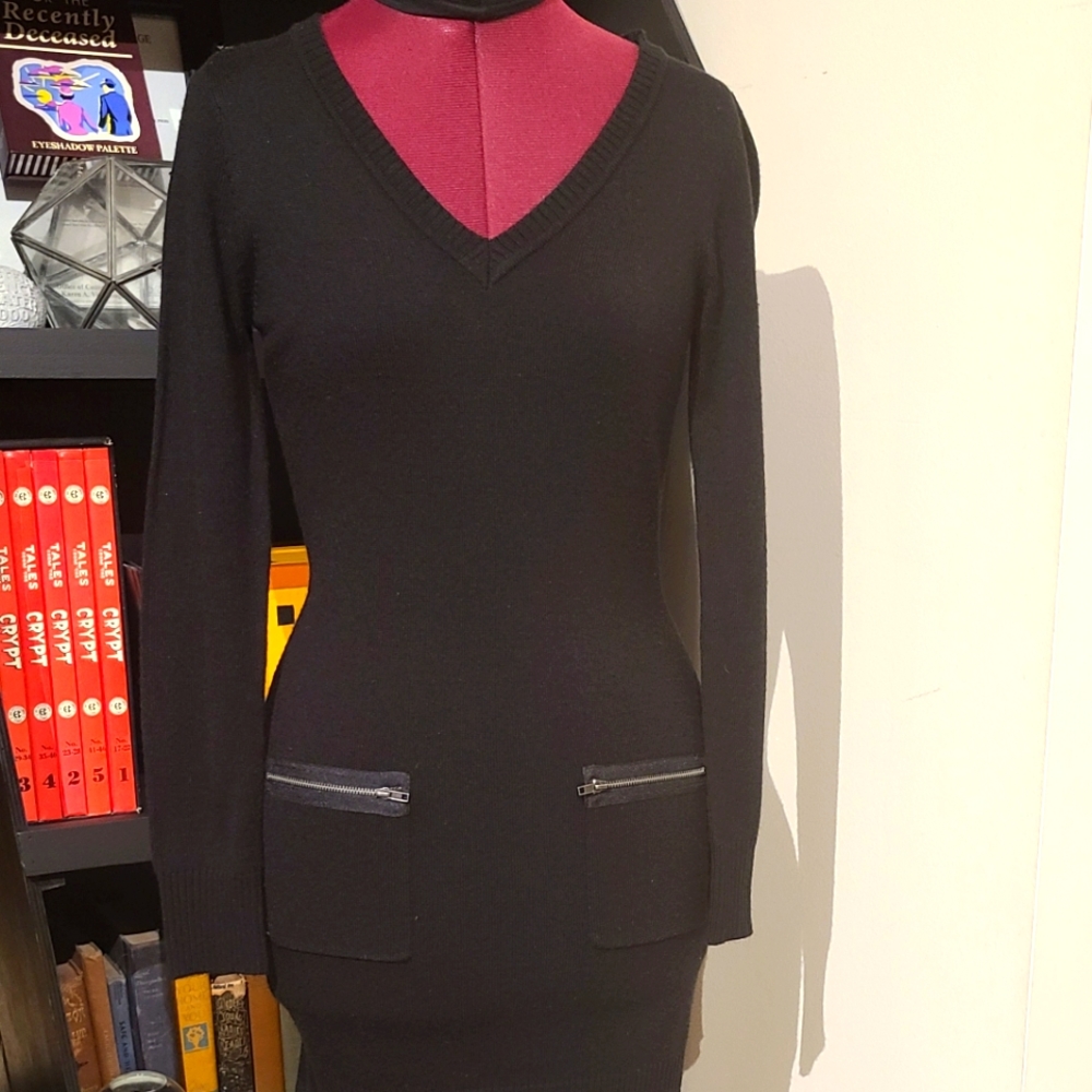 Winter Knit Black Sweater Dress